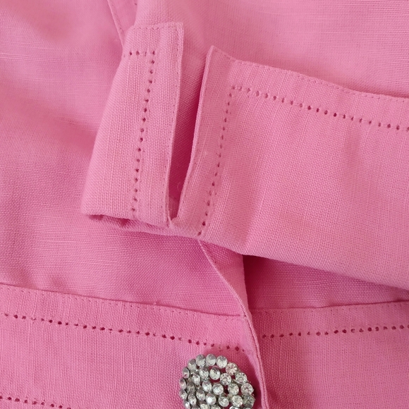 Emma James by Liz Claiborne Pink Linen Jacket 12 - Picture 7 of 10